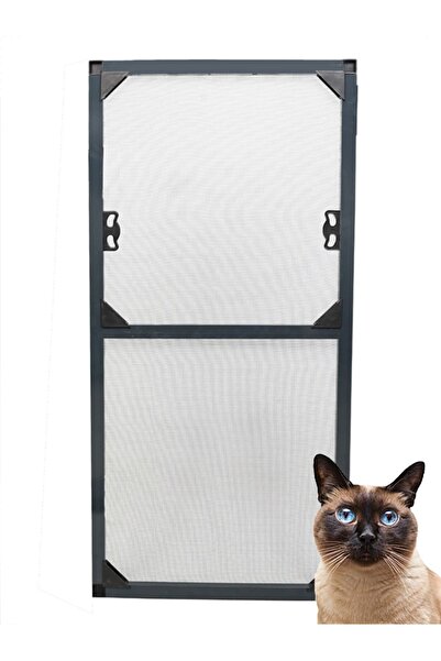 Kamataş Sabit Sök Tak Kedi Tüllü Kapı (MAX 90X210) Sinekliği Antrasit, Özel Ö...