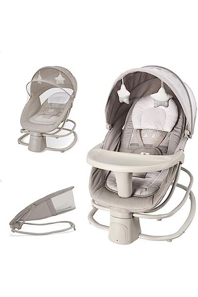Mastela 4-in-1 Baby Swing with Dinner Tray, Bluetooth App Control, Adjustable Backrest, Electric Roc
