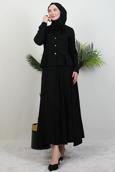 GİYZAMİLA Black Tansel Skirt Suit