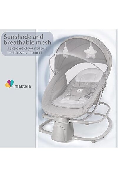 Mastela 4-in-1 Baby Swing with Dinner Plate, Bluetooth Control App, and Adjustable Backrest