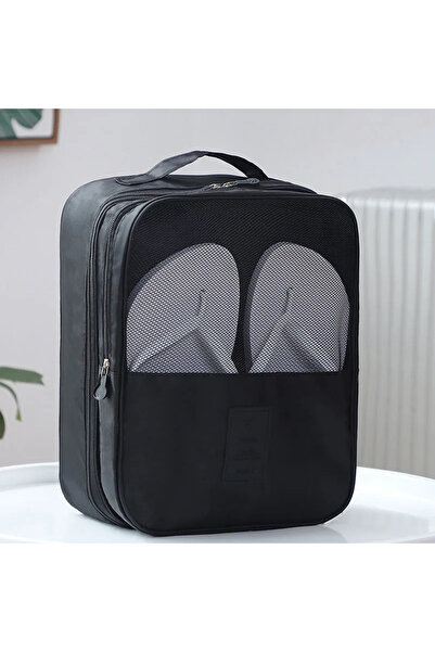 Choice حقيبة أحذية سفر محمولة سوداء بثلاث طبقات متعددة الوظائف، أدوات نظافة، ...