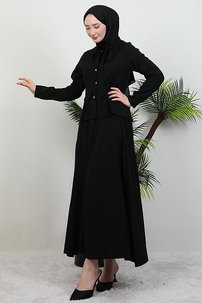 GİYZAMİLA Black Tansel Skirt Suit