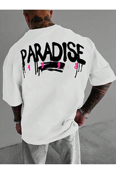 cc collection Tricou unisex oversize cu imprimeu Paradise Back - Design confo...