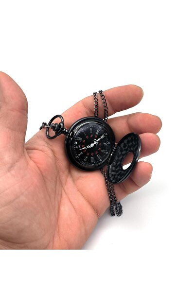 valkyrie Vintage Roma Rakamlı Cep Saati Köstekli Saat Siyah