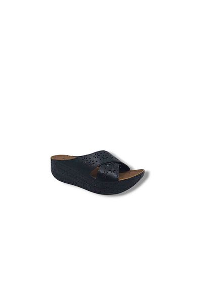 Zerhan 2652 Women's Black Daily Use Wedge Heel Slippers