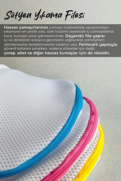 she berrak 3 Adet Fermuarlı Sütyen/iç Çamaşırı Yıkama Filesi