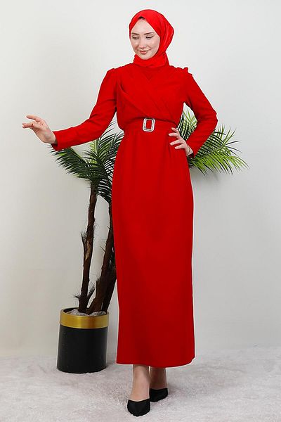 GİYZAMİLA Red Hijab Dress: Shura Model