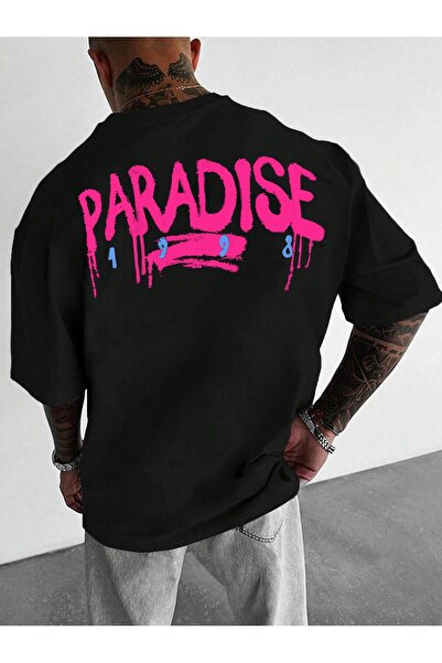 cc collection Tricou unisex oversize cu imprimeu Paradise Back - Design confo...