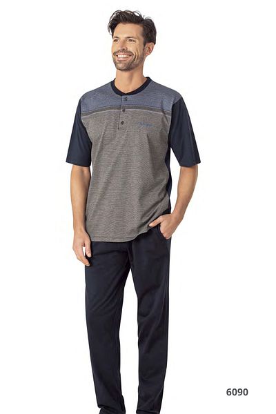 Pierre Cardin Men's Jacquard 3-Piece Short Sleeve Pajama Suit - Boxed Ch.Pc.01.60.90