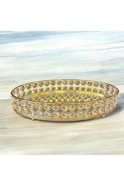 Zuccara Maison Gold Yuvarlak Servis Sunum Tepsisi