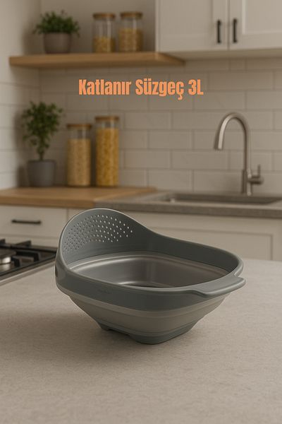 Melkan Home 3-Liter Capacity - Accordion and Brass Strainer, Multi-Purpose Folding Washing Strainer