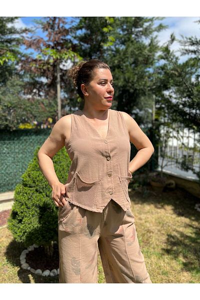 MJORA Cotton Linen Vest & Pants Women's Set