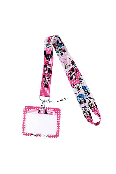 Disney 7 Stitch Mickey Lanyard For Keys Chain Horizontal style ID Credit Card Cover Pass Mobile Phone Char.