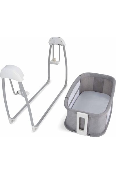 Mastela Deluxe 4-in-1 Bedside Baby Bassinet, Swinging Cradle for Babies Up to 36 Months (Gray)