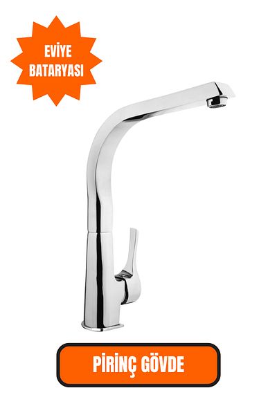 GİVY İtimat Mega Mix 543 Swan Model Silver Sink Faucet Countertop Rotating Spout Kitchen Faucet