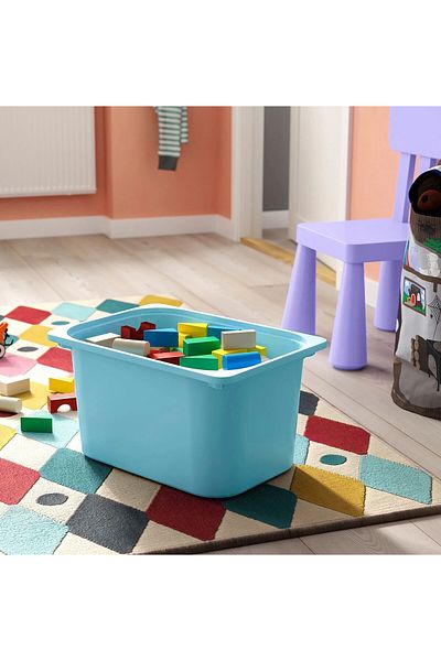 IKEA Quality 3 Pieces Plastic Toy Storage Box 42X30X23 cm Ikea Set of 3 Organizing Box Blue Box