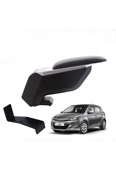 Atakent Hobi Hyundai I20 2015-2021 Black-gray Armrest with No-Punching Steel Legs