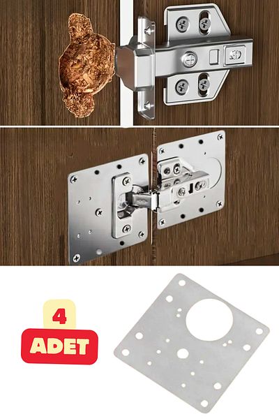 Vekorr 4Pcs Stainless Steel Hinge Repair Plate Cabinet Repair Making Hardware Include Screw 9 X 9cm