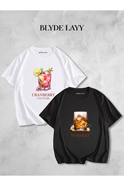 BLYDE LAYY Whiskey Cocktail Design 2 Pieces Oversize Tshirt και Σετ Συνδυασμού Παντζάρι