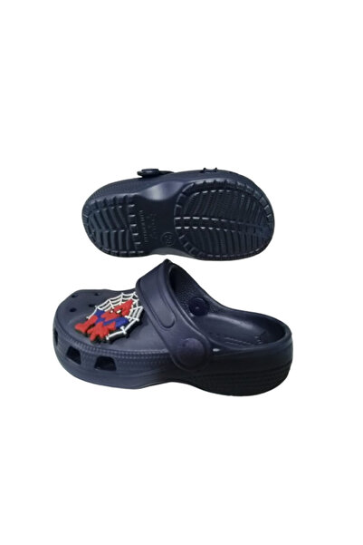 Akım Baby Kids Navy Blue Colored Spiderman - Net Figured Non-Slip Orthopedic Sandals Slippers