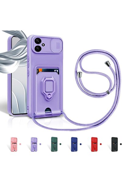 Rivor Samsung Galaxy A06 Uyumlu Kılıf Kamera Koruma Sürgülü Kartvizitli Kartlıklı Standlı Renkli Kapak