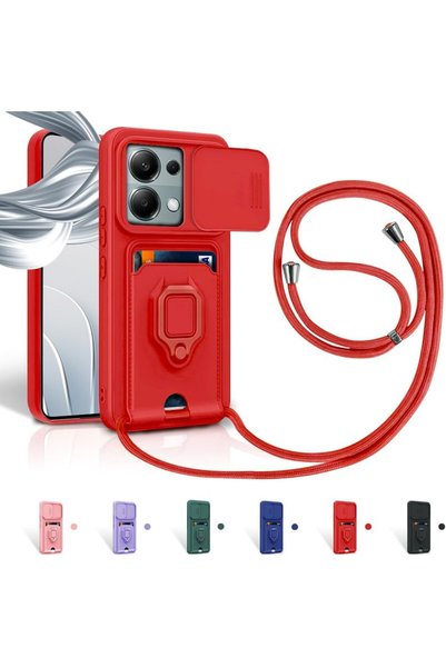 Rivor Redmi Note 13 Pro 5G/Poco X6 Kılıf Kamera Koruma Sürgülü Kartvizitli Ka...