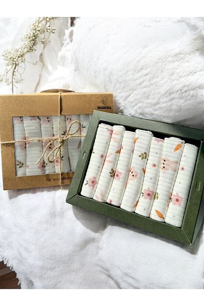 eradkids Special Series 100% Organic Cotton Boxed Rabbit Patterned 7 Pack Mouth Wipes