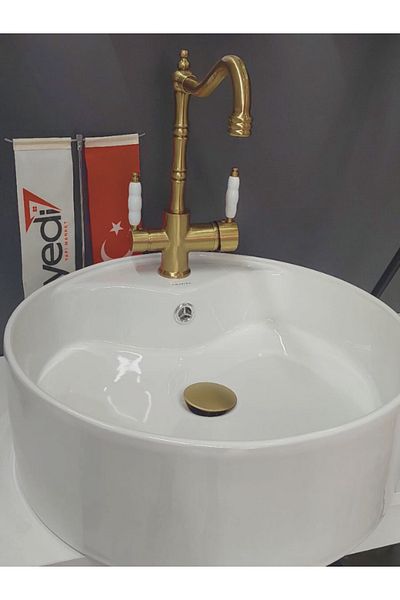yediyapı Seven Build Market - Rustic Purified Matte Gold Kitchen Faucet