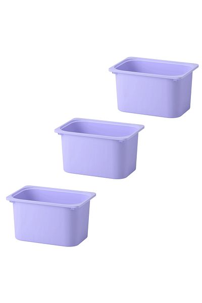 IKEA Quality 3 Pieces Plastic Toy Storage Box 42X30X23 cm Ikea Set of 3 Organizing Box Lilac Box
