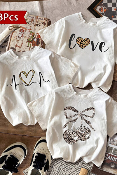 MYADA Prémiové 3-vrstvové/súprava trendového trička s leopardou potlačou 23598