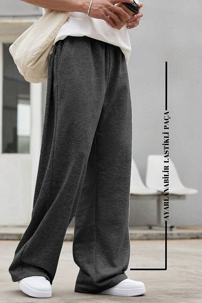 BSBSPOR Baggy Loose Fit Summer Men's / Women's Sweatpants Adjustable Long Grey / Black / Smoked