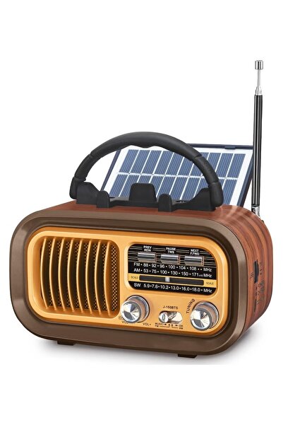 Denx Classic Rechargeable Radio With Led Flashlight, Portable Radio With Best Sound, Solar Powered Radio