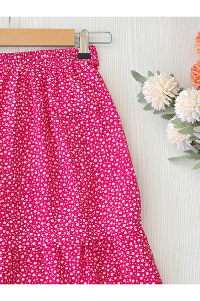 Nefs Viscose Colorful Floral Patterned Skirt