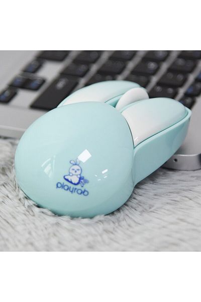 Choice ماوس لاسلكي صامت من MOFII باللون الأزرق، بتصميم أرنب لطيف، ماوس بصري بمستقبل USB صغير بتردد 2.4 جيجاهرتز