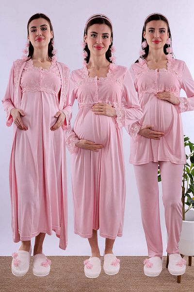 ByLohusa Effortt Pink Hijab Pregnant Maternity Set Byl2T24052