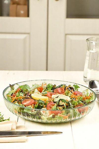 Mirilliahome Glass Salad Bowl 20 cm Transparent Round Large Bowl