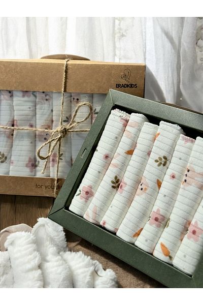 eradkids Special Series 100% Organic Cotton Boxed Rabbit Patterned 7 Pack Mouth Wipes