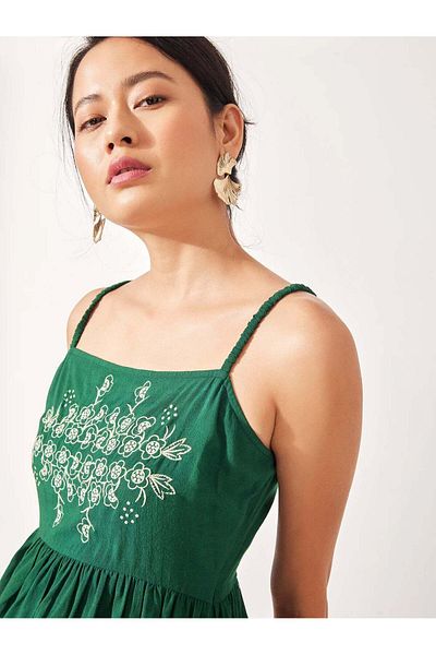The Label Life Green Embroidered Peplum Cami
