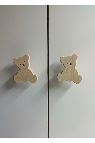 MİESSA Teddy Bear Cabinet Handle 2-Piece Baby Children's Room Dresser Handle, Figured Drawer Handle