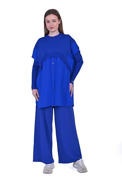 Invee 6883 Fabric/Knitwear Sax Tunic