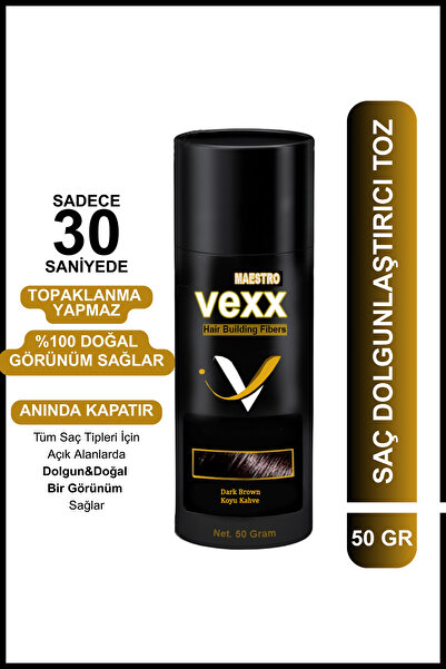 vexx maestro Vexx 50 Gr. Koyu Kahve Saç Tozu Topik - Topaklanma Yapmaz