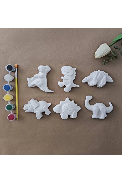 Elan Design Taş Boyama Dinazor Figürlü Çocuk Etkinlik Boya Seti (Akrilik Boya...