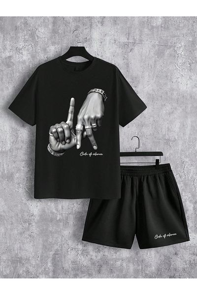 EVIus Oversize Los Angeles Hand Printed Suit – T-shirt και σορτς Σετ 2 τεμαχίων