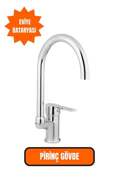 GİVY İtimat Kappa 593 Countertop Sink Faucet with Ss304 Stainless Spout, Brass Body Kitchen Faucet