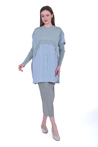 Invee 6883 Kumaş/triko Mint Tunik