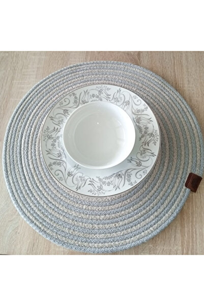 BulutRetail DecoHandy 39cm 2 Colors Jute Knitted Charger American Service