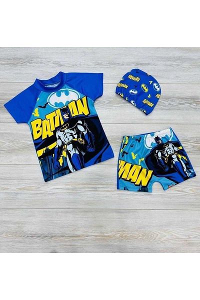 MİLAYS LİFE HOME COLLECTİON Mi̇lays 3 Pieces Bonneted Tee-Shorts Sea and Pool Swimsuit