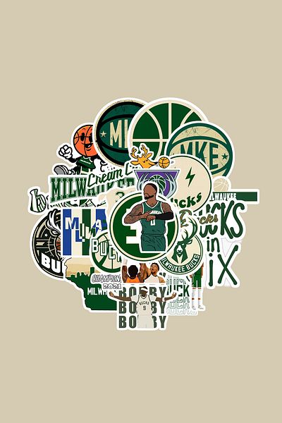 dadi ramba Milwaukee Bucks Sticker Pack - Bullet Journal - Agenda - Planner - Notebook - Laptop Sticker Decal