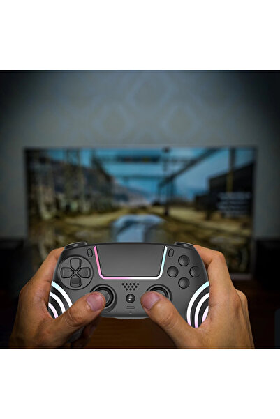ErginGroup Premium Tasarım RGB Işıklı Ps4 Pc Telefon Uyumlu Kablosuz Oyun Kolu Titreşimli Tam Fonksiyon