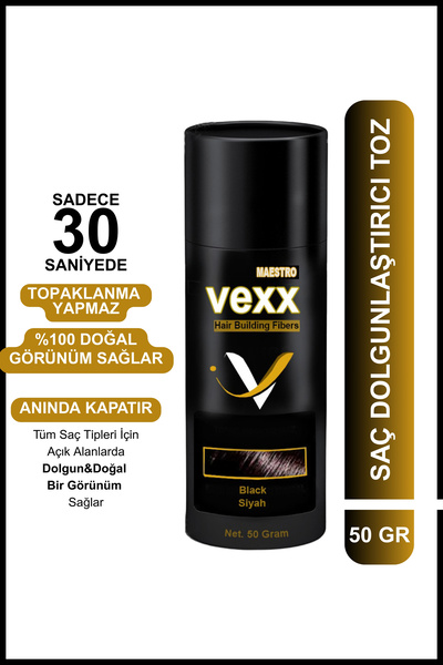 vexx maestro Vexx 50 Gr. Siyah Saç Tozu Topik - Topaklanma Yapmaz